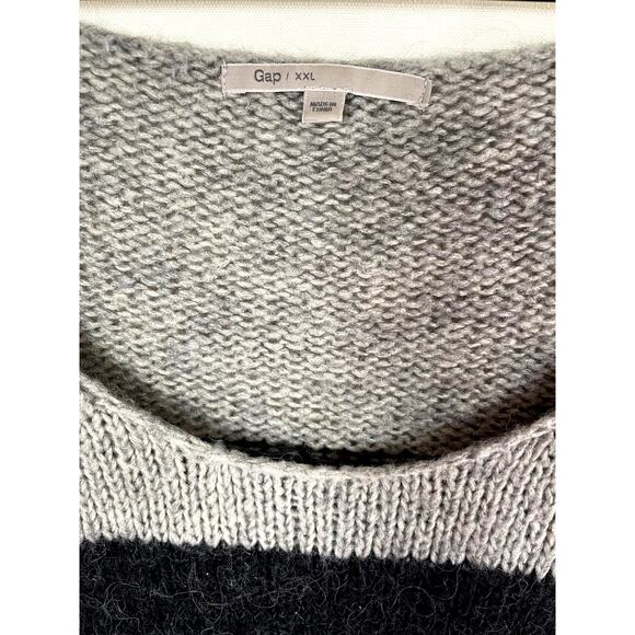 GAP Alpaca Blend Sweater Size XXL Scoop Neck Stripe Colorblock Minimalist Preppy - Picture 2 of 11